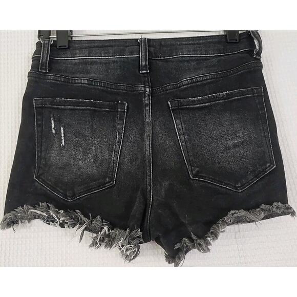 Vervet Los Angeles ~Woman Size S~ Black Denim Distressed Jean Shorts Stretch. - Picture 5 of 12
